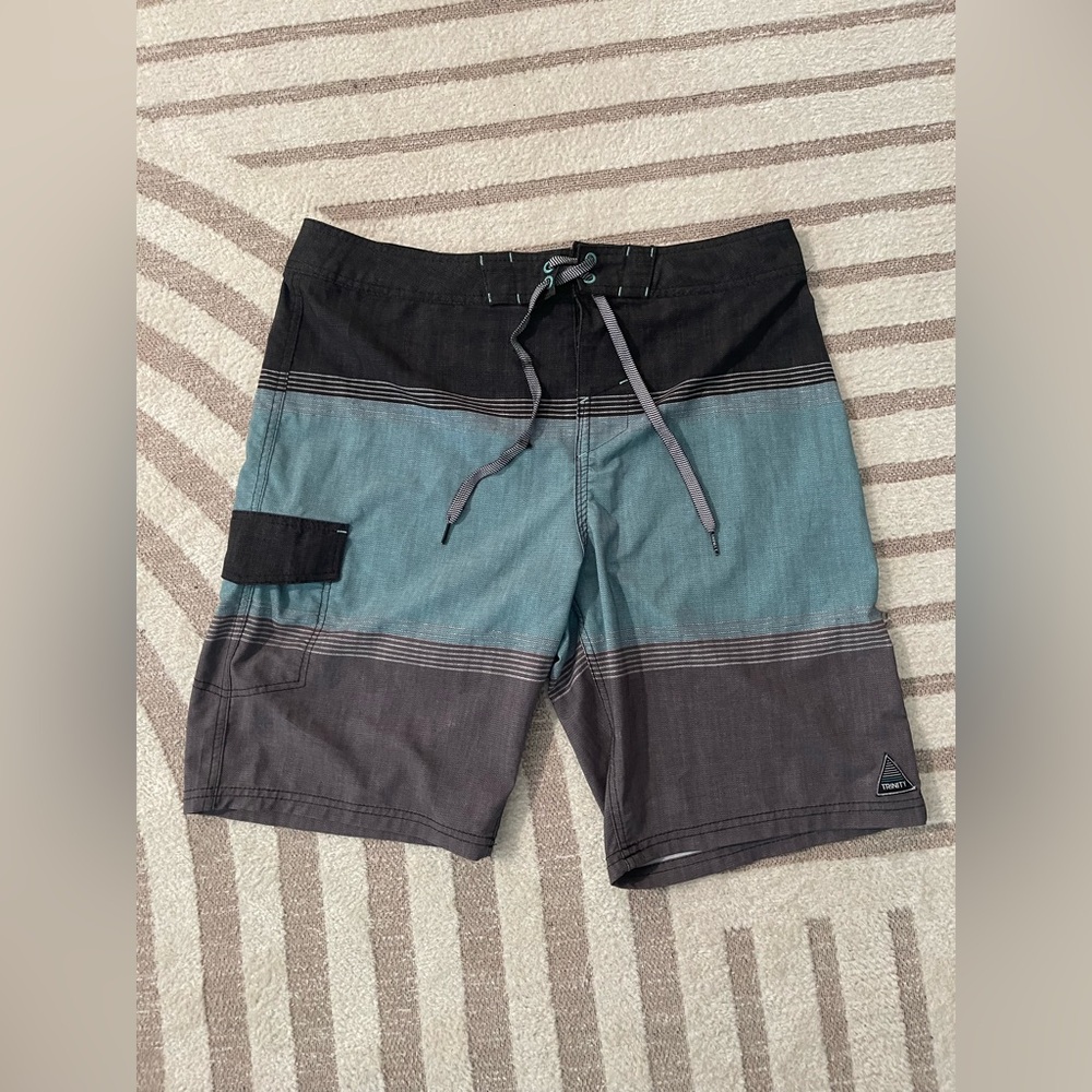 Trinity Men's Board Shorts - Black, Gray, and Blue